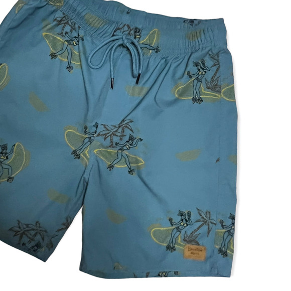 Brixton Mfg Co Men's Tropical Blue & Yellow Swim Trunks Board Shorts Size S - Picture 3 of 11